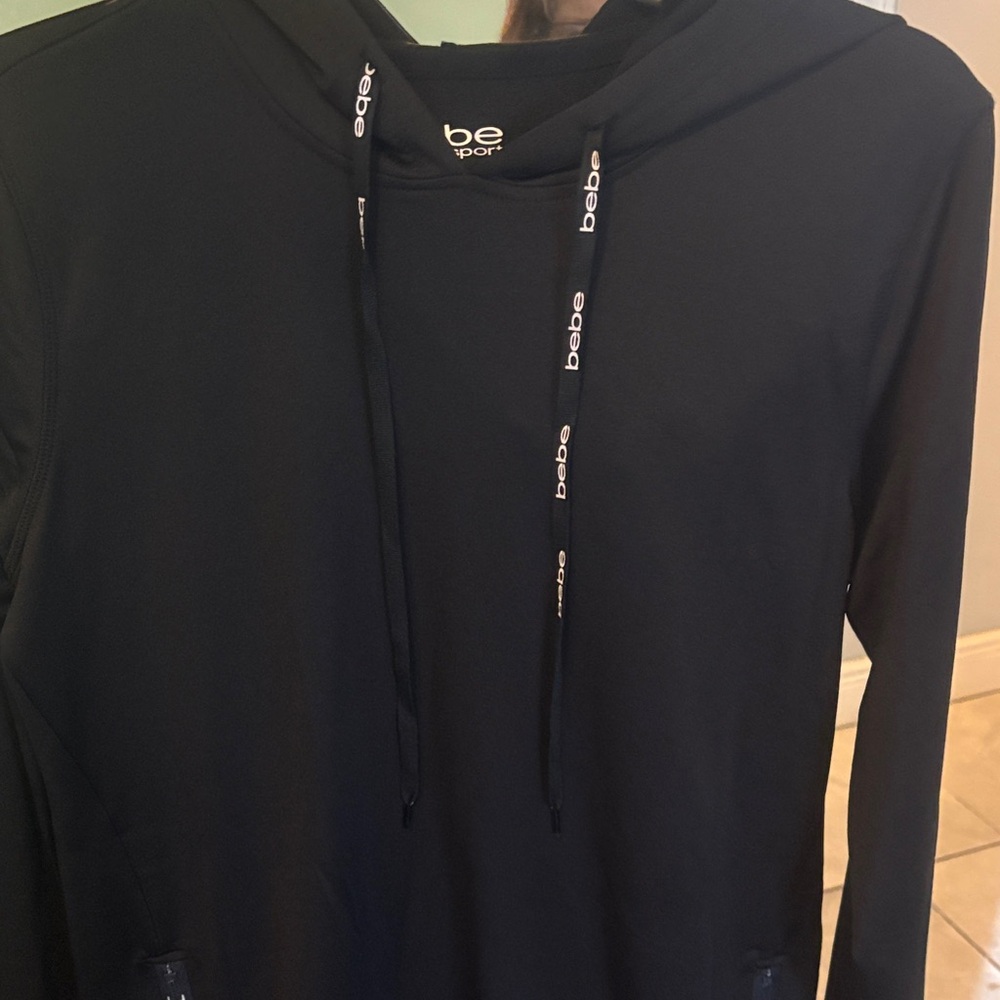 Bebe Black Pullover With Logo Drawstrings - image 1